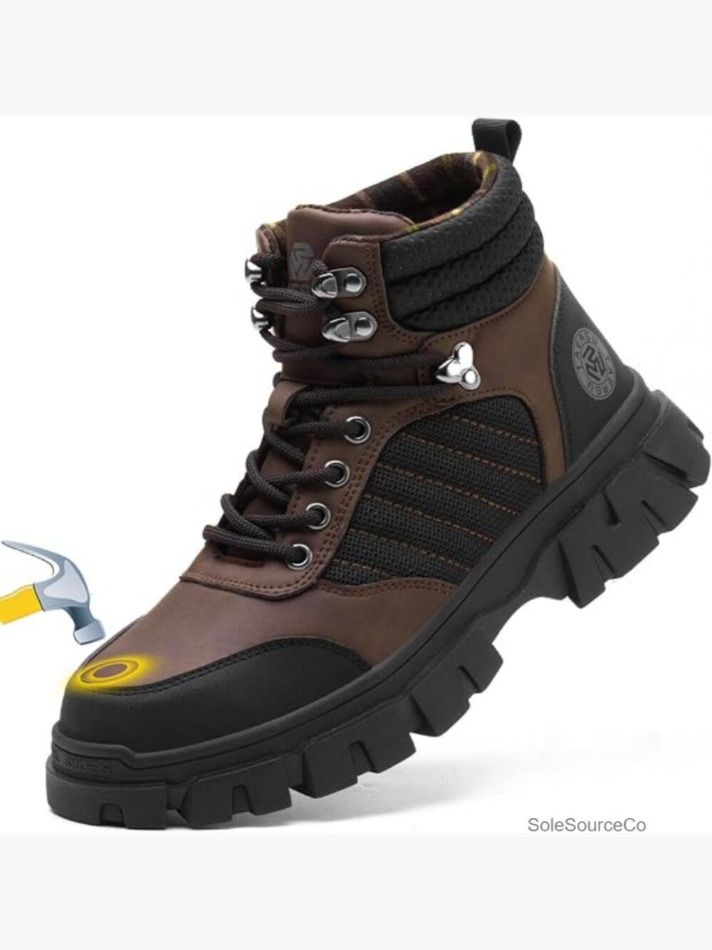 Men's Steel Toe Work Boots Waterproof Safety Construction Boots 6 Inch